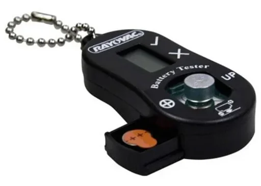 "3-in-1 battery tester for hearing aid batteries image"