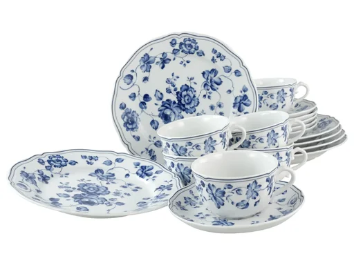 "Alba Royal Blue Flower 18-piece coffee service image"