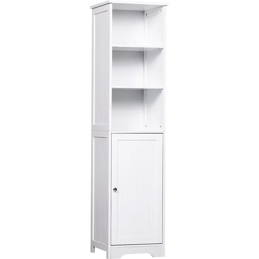 "Chest of drawers bathroom cabinet bathroom cabinet bathroom shelf standing cabinet adjustable shelves wood white 40 x 38 x 160 cm image"
