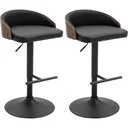 Set of 2 bar stools, swivel bar chairs with footrest, bar chair height adjustable, kitchen chairs, swivel chairs, faux leather, wood