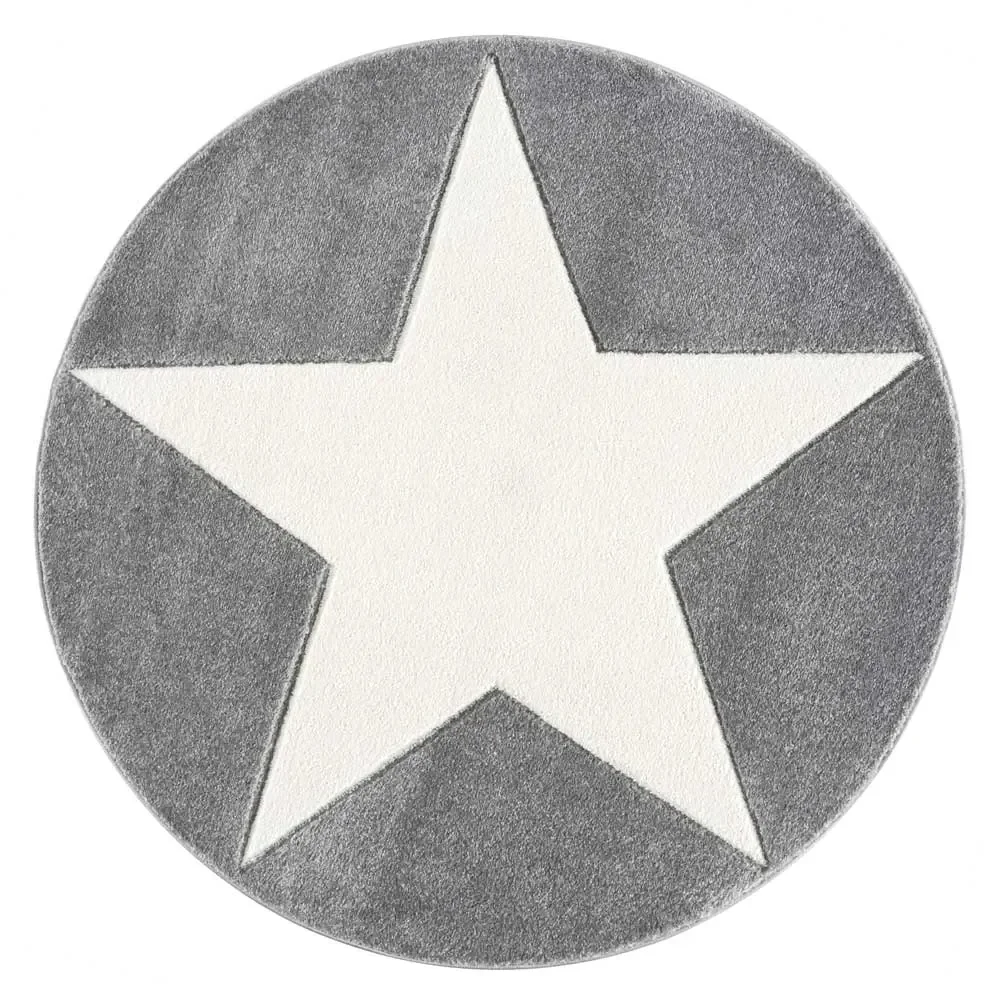 "Livone carpet star white on gray round, Carpet size: Ø 160 cm image"