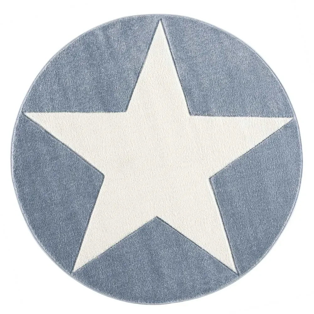 Livone carpet star white on blue round, Carpet size: Ø 160 cm