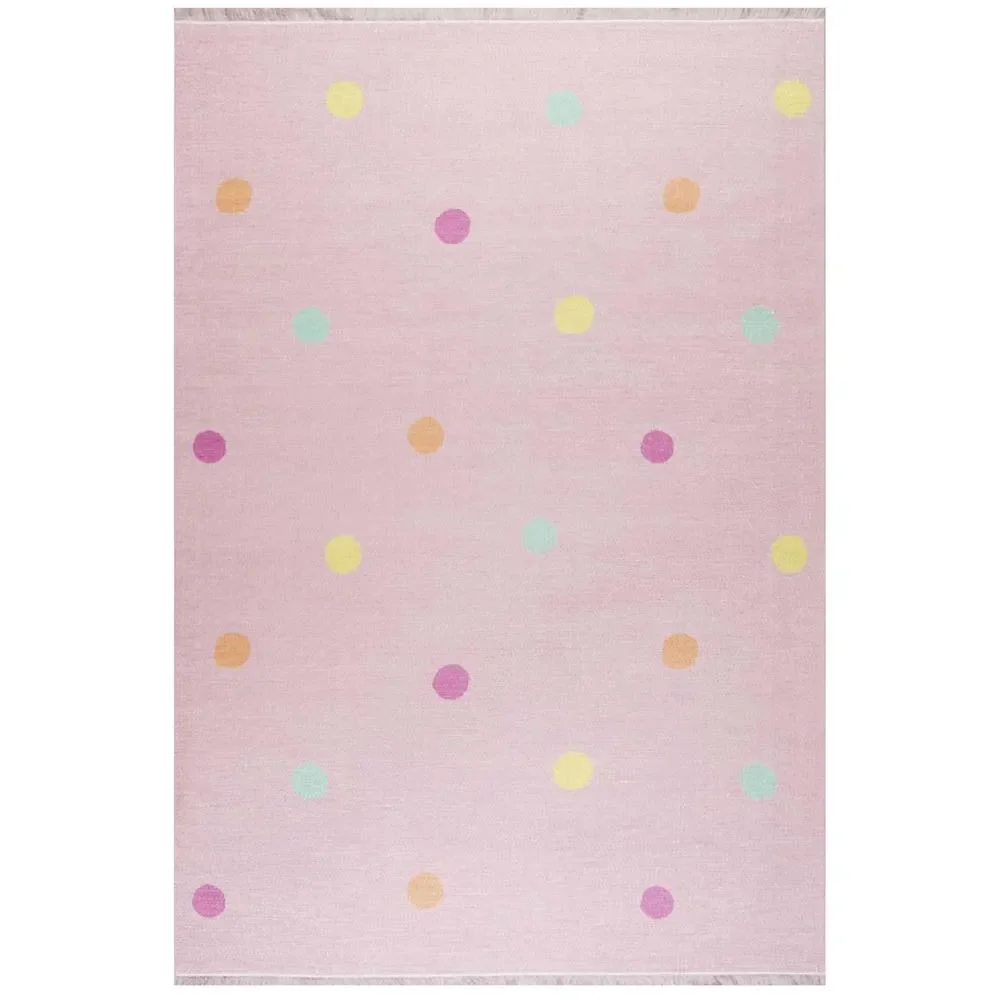 "Livone children's carpet washable pink dots colorful, Carpet size: 140 x 190 cm image"