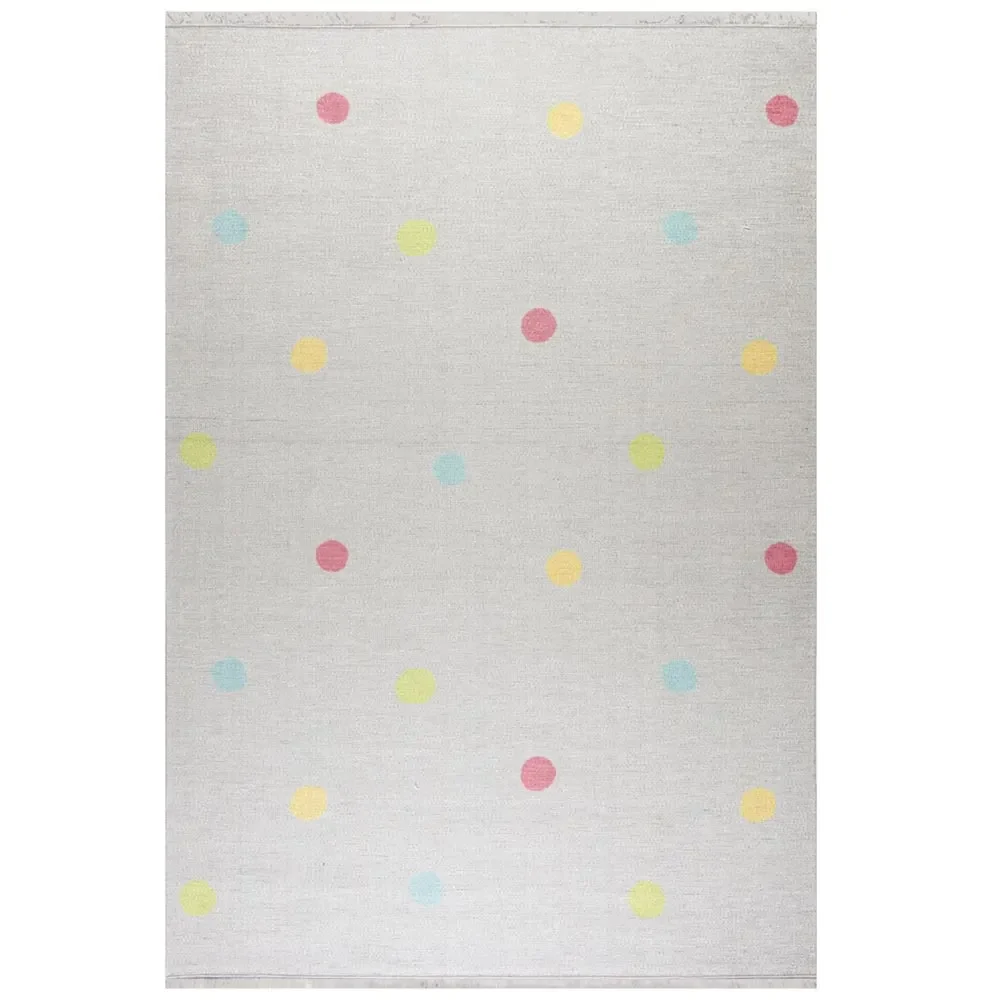 "Livone children's carpet washable silver gray dots colorful, Carpet size: 140 x 190 cm image"