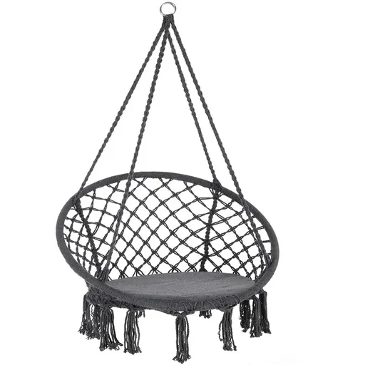 "Hanging chair round with fringes grey Ø61cm image"