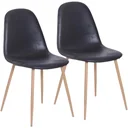Set of 2 dining room chairs, kitchen chairs with backrest, faux suede armchair, black