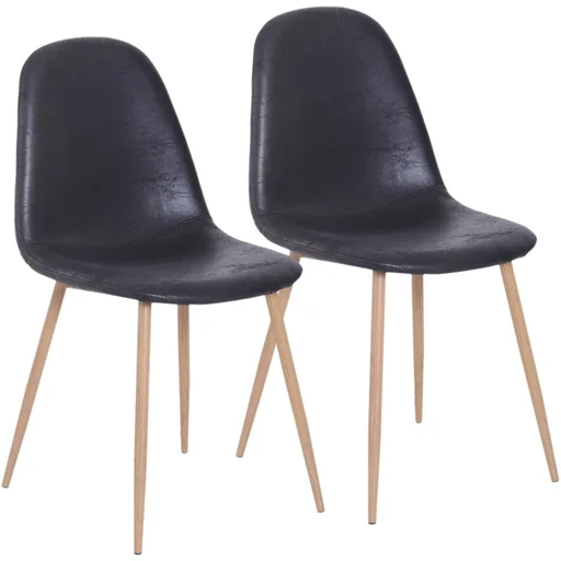 "Set of 2 dining room chairs, kitchen chairs with backrest, faux suede armchair, black image"