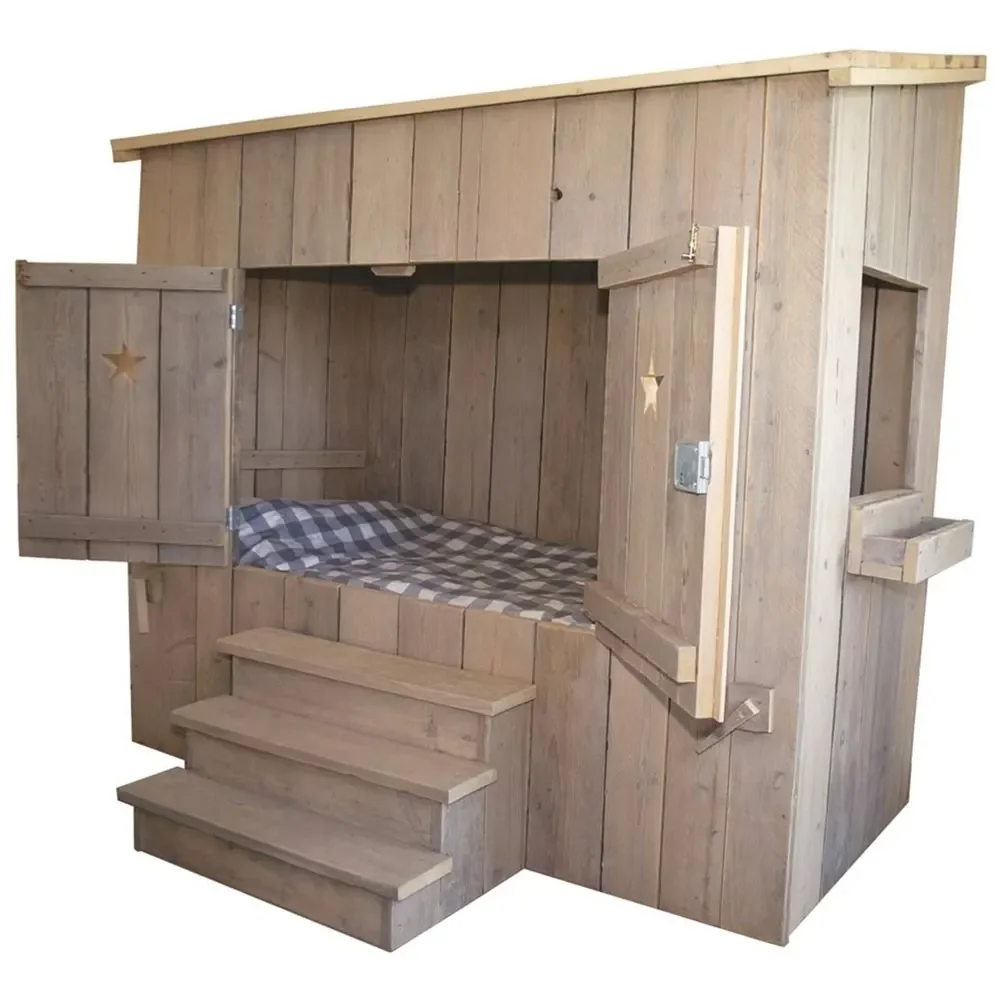 "Dutchwood alcove bed solid wood, Exclusion door: star image"
