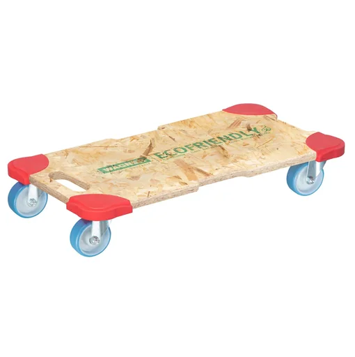 "Transport aid MM 1322, 59 x 29 x 11 cm, soft castors Ø 75 mm, plain bearings, OSB board, CO2-neutral, load capacity 250 kg image"