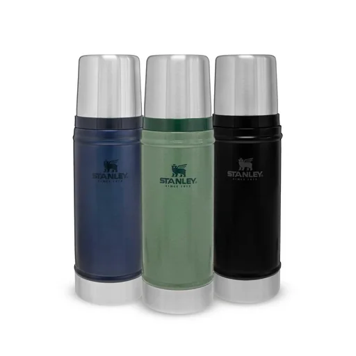 "Classic vacuum bottle 0.47 l, Hammertone green, double-walled vacuum insulation, drinking cup image"