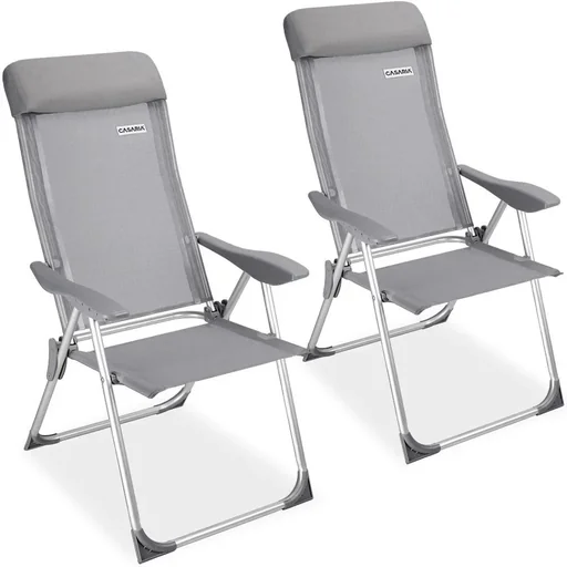 "2x folding garden chairs - aluminum grey image"