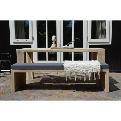 "Garden bench made of scaffolding wood 220 cm image"