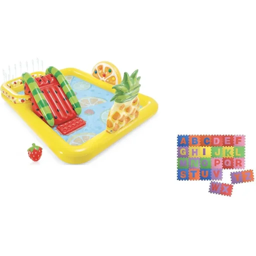 "Inflatable children's pool with floor puzzle - 244 x 191 x 91 cm image"