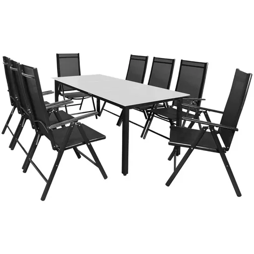 "Aluminium garden set Bern 8+1 frosted glass anthracite - Set image"