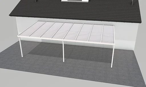 "Patio roof Premium, white, 8125 x 4060 mm - Polycarbonate multi-wall sheets 16 mm, white striped image"