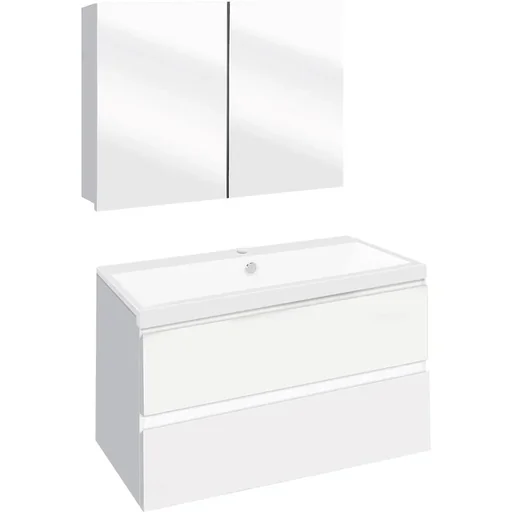 "Concept bathroom furniture with mirror cabinet 80cm - White/White image"