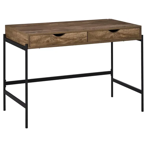 "Computer table industrial style desk office table with drawers home office table MDF metal brown + black 110 x 55 x image"
