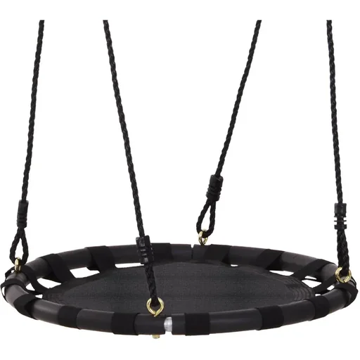 "Nest swing plate swing children's swing children's round swing up to 100 kg load capacity metal mesh black Ø60 cm image"