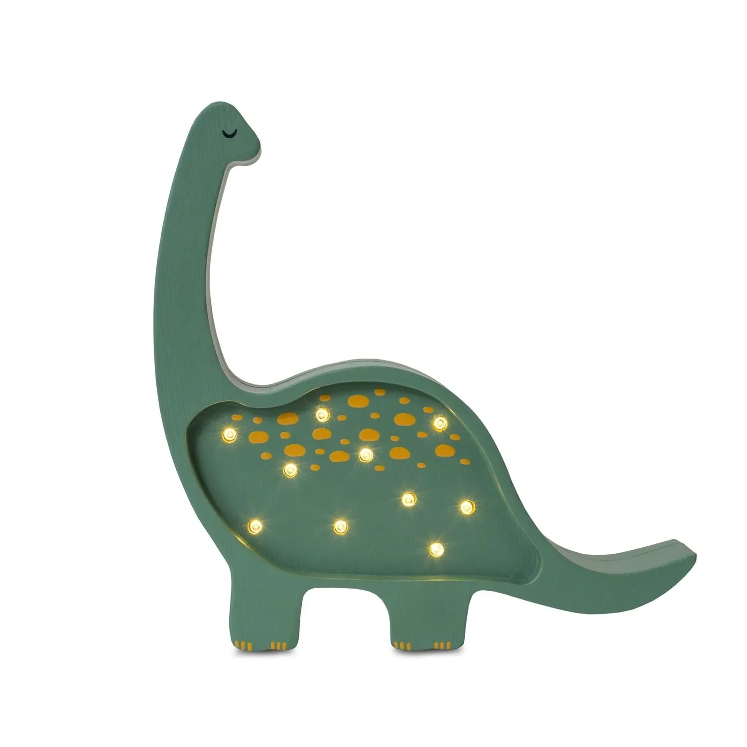 Little Lights Children's Night Light, Mini Dinosaur Night Lamp - 100% Natural Pinewood, Color: Military Green