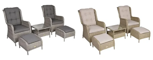 "VALENCIA armchair set, 5-piece, steel / plastic mesh / polyester, grey image"