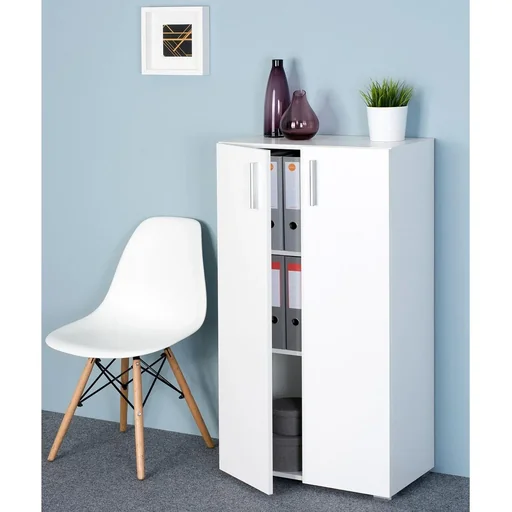 "Multifunctional cabinet white - 3 compartments image"