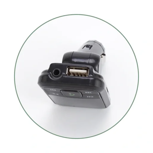 "Bluetooth FM transmitter with hands-free function + USB car charger with emergency hammer image"