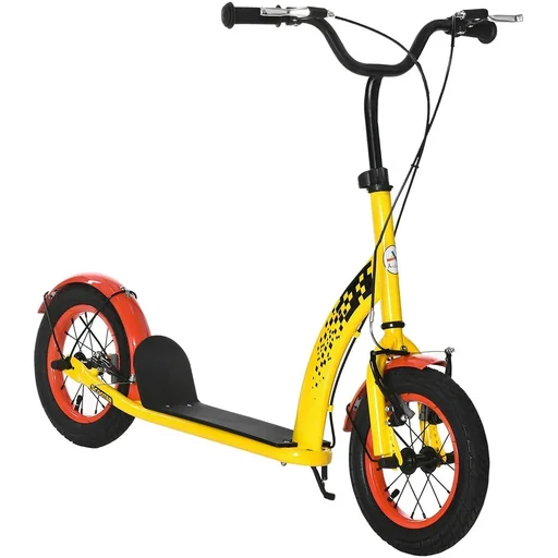 "Children's scooter with 12'' pneumatic tires from 5 years black/yellow 118 x 55.5 x 85-100.5 cm image"