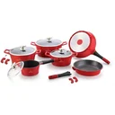 Herenthal Marble Coated Cookware Set - 14 Pieces - Red
