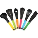 7-piece kitchen accessory set - multicolor - serving spoon, spatula, spaghetti spoon, ladle, spatula, skimmer