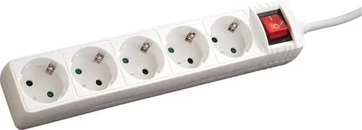 "5-way power strip, white image"
