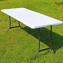 Foldable garden table made of white plastic 183x76cm