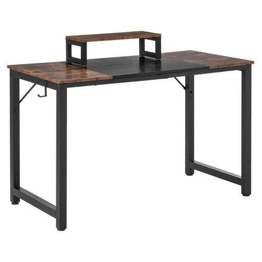 "Computer desk PC table office table industrial style chipboard metal rustic brown+black 120 x 60 x 73.5 cm image"
