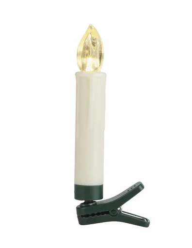 "Wireless LED Christmas tree candles, cream-white, battery-operated, with clip holder and remote control, warm white, 16 pieces image"