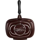 Double pan / grill pan - 32 cm - cast aluminum - reversible grill pan - burgundy