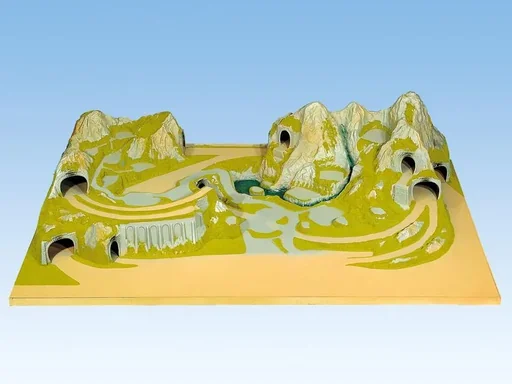 "Finished terrain Silvretta-220 x 140cm, 52cm high, colored and grassed, on wooden frame image"