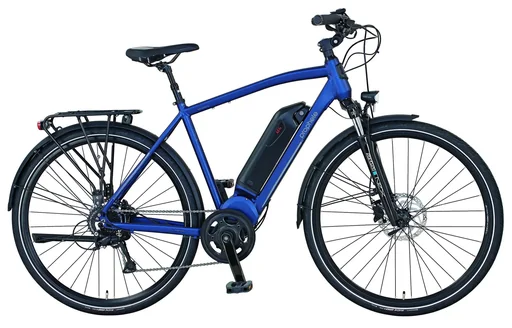 "Men's Trekking E-Bike, 28 inches, frame height 52 cm, 8-speed derailleur, blue, ENTDECKER 21.EMT.10 image"