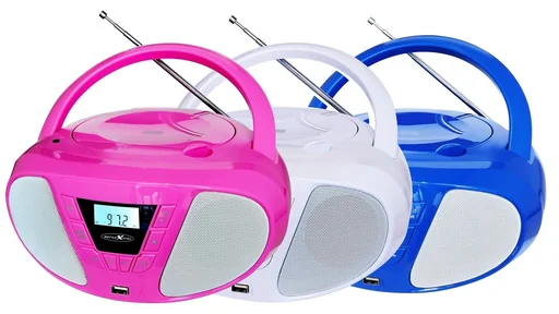 "CD Radio Boombox with FM radio, CD and AUX-IN, blue image"