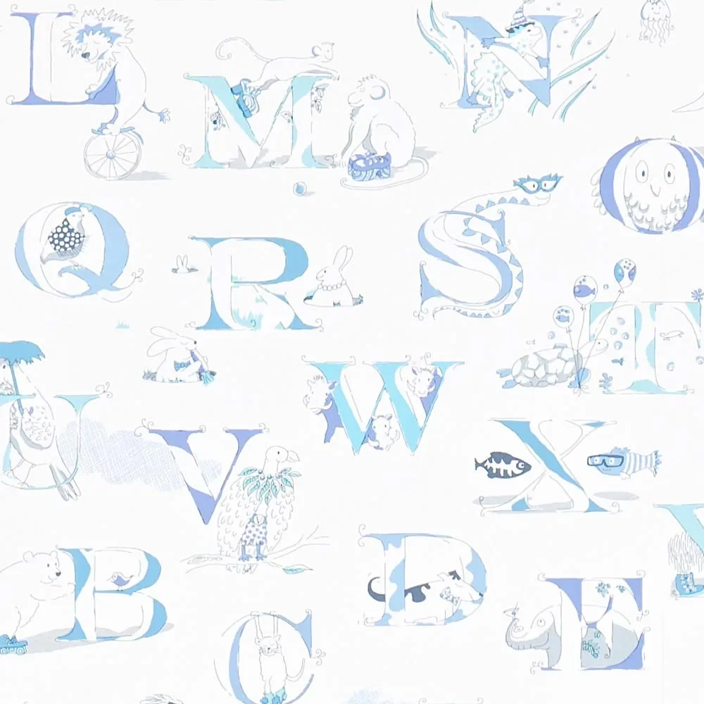 "Little Sanderson Abracazoo wallpaper alphabet cream blue image"