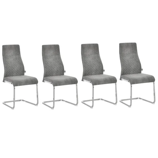 "Dining room chairs set of 4 kitchen chairs with backrest seat velvet-touch steel grey 45 x 61 x 98 cm S-shaped dining group image"