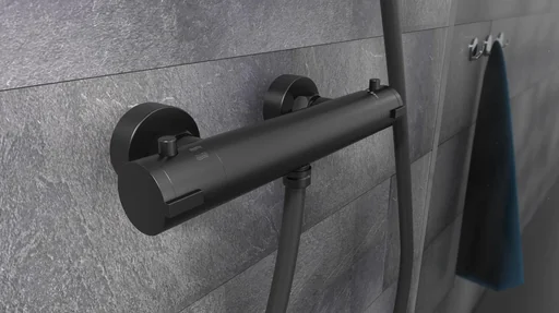 "Thermostat Shower fitting, Black matt image"
