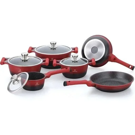 "Herenthal - Complete 10-piece cookware set - Red/Black image"