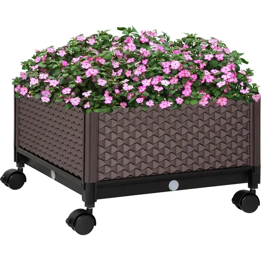 "Raised bed on wheels - with drainage holes - 50 x 50 x 33 cm image"