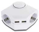 Power strip for corner mounting 2-way + 2x USB