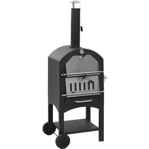 "Charcoal pizza oven with terracotta pizza stone image"
