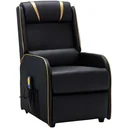 Massage chair adjustable faux leather black and gold