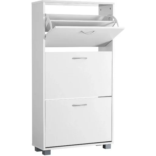 "Shoe set with 3 drawers MDF white 115 x 60 x 24cm image"