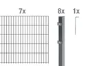 Double rod mesh fence complete set, hot-dip galvanized, height 120 cm, length 14 m