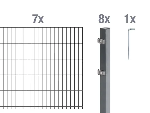 "Double rod mesh fence complete set, hot-dip galvanized, height 120 cm, length 14 m image"