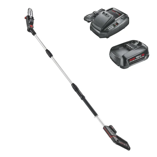 "18 V BOSCH HOME AND GARDEN COMPATIBLE Cordless Pole Pruner CSA 1820 including battery and charger image"