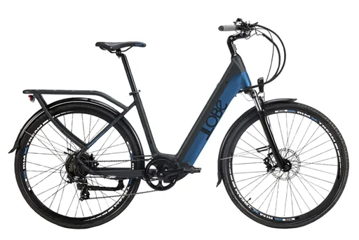 "Women's e-bike, trekking, 28 inches, frame height 51 cm, 7-speed derailleur, matte grey-blue, Yukon Lady 13.2Ah image"